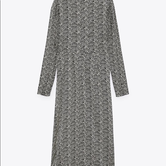 ZARA PRINTED MIDI DRESS BLACK / WHITE - Picture 7 of 14